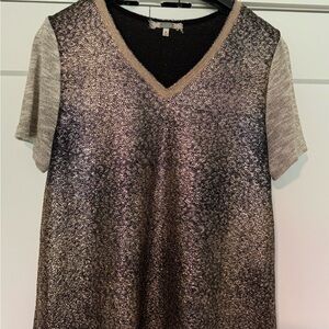 Gimmicks by BKE Black and Gray Blouse with Contrasting Design
